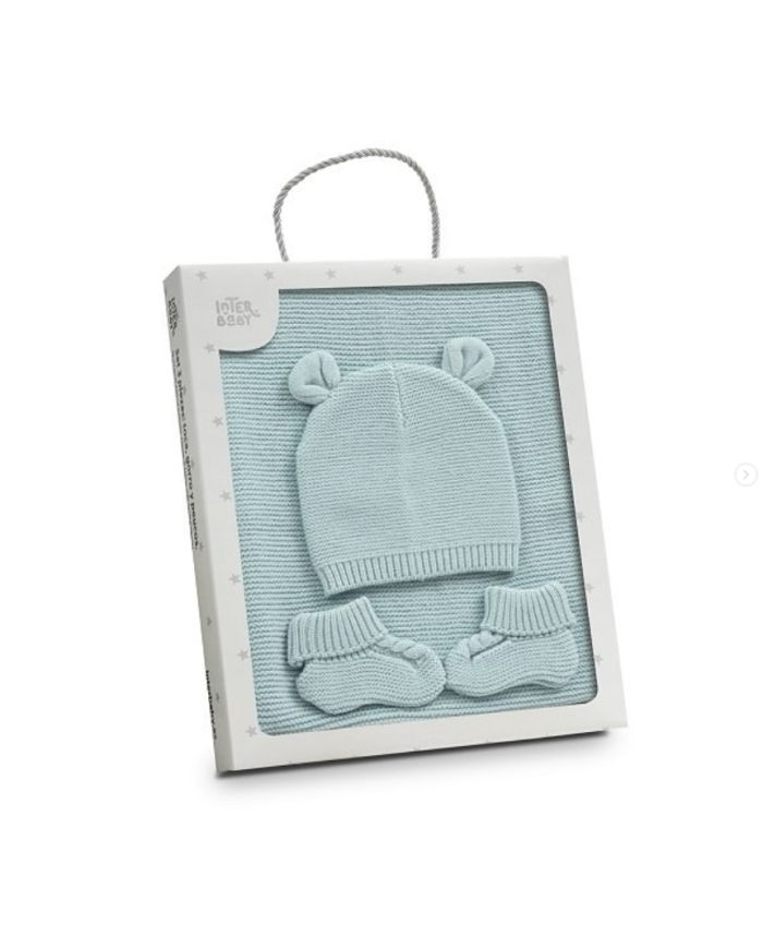 Set 3 piezas gorro, chal y patucos VERDE set42