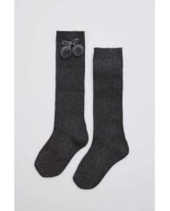 Calcetines largos pompones GRIS MARENGO Ysabel Mora 02833