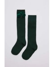 Calcetines largos pompones VERDE BOTELLA Ysabel Mora 02833