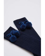 Calcetines largos pompones MARINO Ysabel Mora 02833