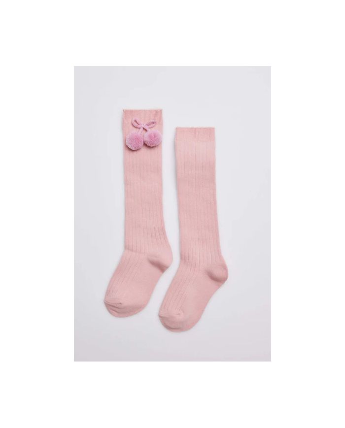 Calcetines largos pompones ROSA PALO Ysabel Mora 02833