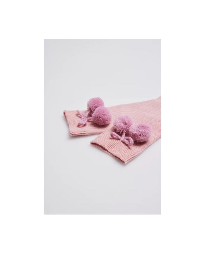 Calcetines largos pompones ROSA PALO Ysabel Mora 02833