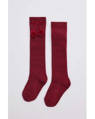 Calcetines largos pompones GRANATE Ysabel Mora 02833