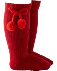 Calcetines largos pompones ROJO Ysabel Mora 02833