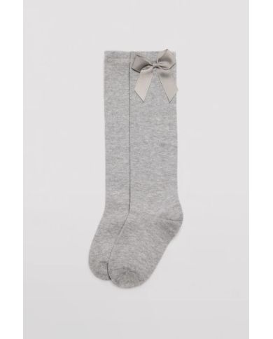 Calcetín infantil largo detalle lazo GRIS Ysabel Mora 02855