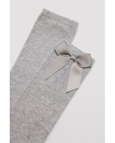 Calcetín infantil largo detalle lazo GRIS Ysabel Mora 02855