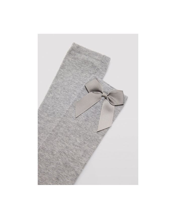 Calcetín infantil largo detalle lazo GRIS Ysabel Mora 02855