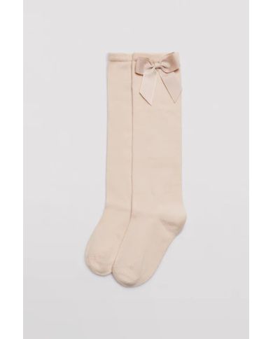 Calcetín infantil largo detalle lazo BEIGE Ysabel Mora 02855