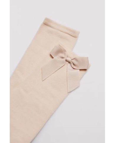 Calcetín infantil largo detalle lazo BEIGE Ysabel Mora 02855