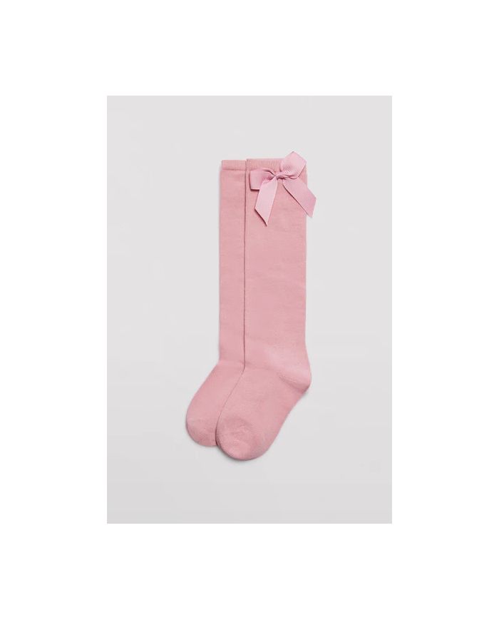 Calcetín infantil largo detalle lazo ROSA PALO Ysabel Mora 02855