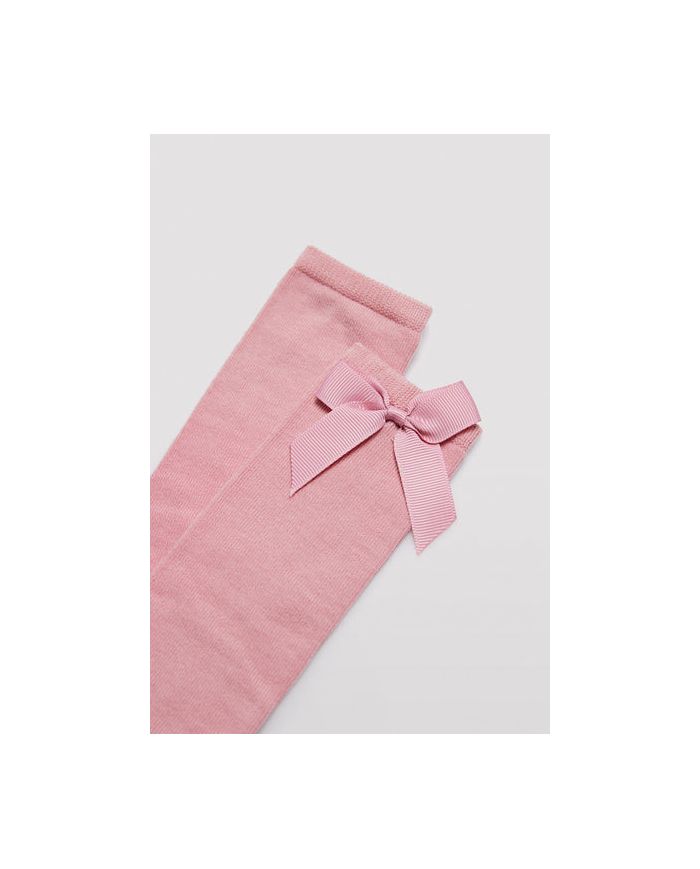 Calcetín infantil largo detalle lazo ROSA PALO Ysabel Mora 02855