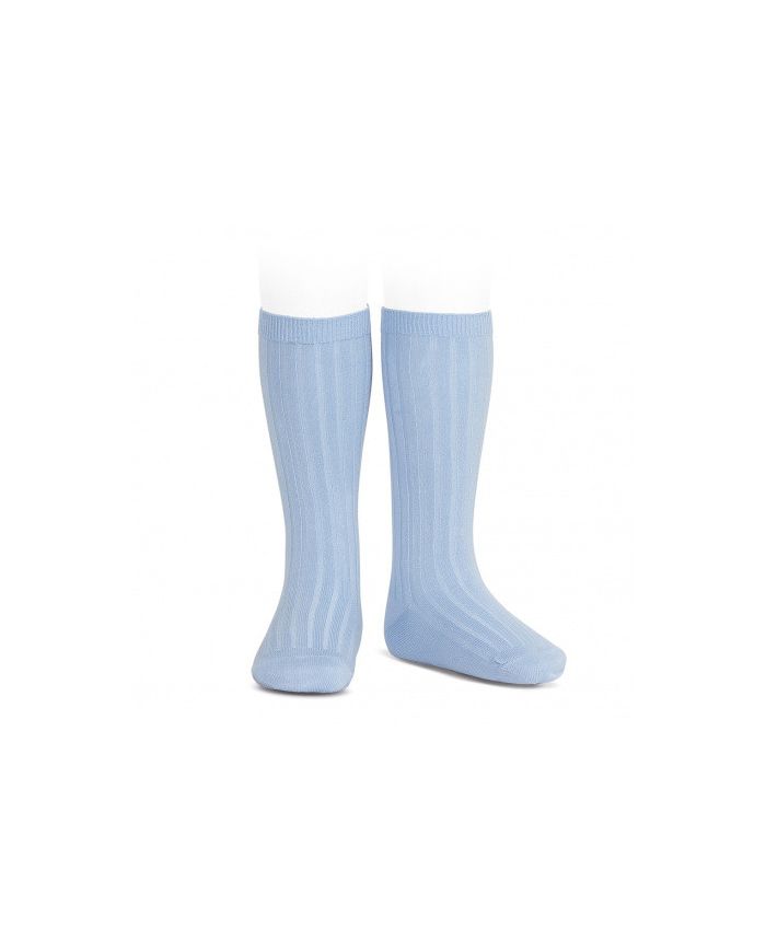 Calcetines altos básicos canalé AZUL CLARO REF: 2016/2