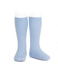 Calcetines altos básicos canalé AZUL CLARO REF: 2016/2