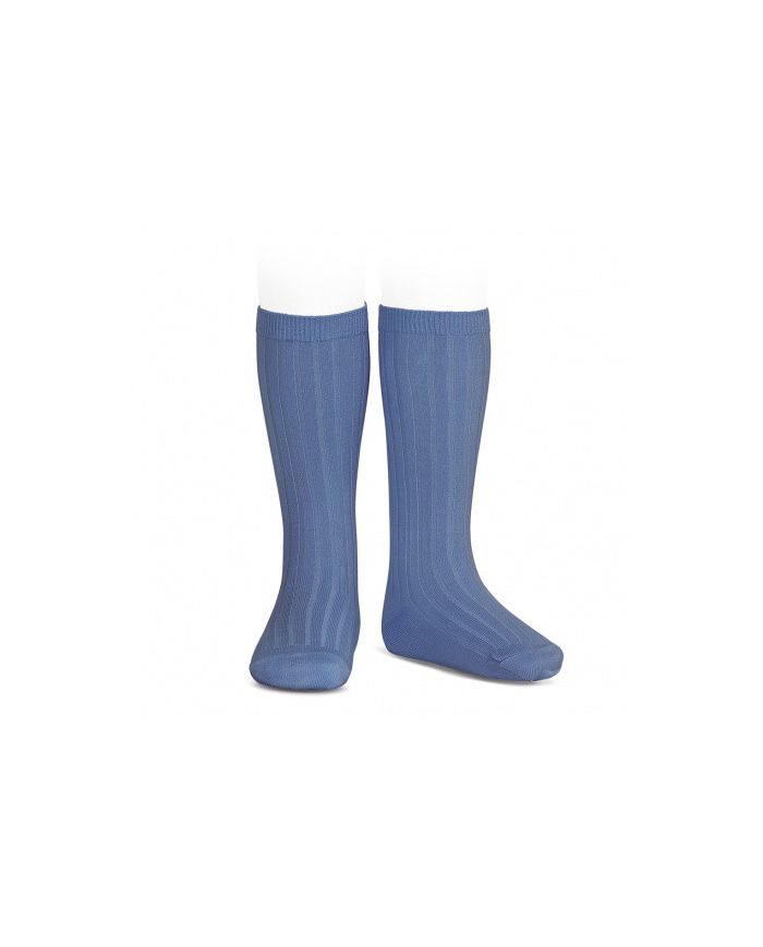 Calcetines altos básicos canalé AZUL FRANCIA REF: 2016/2