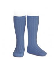 Calcetines altos básicos canalé AZUL FRANCIA REF: 2016/2