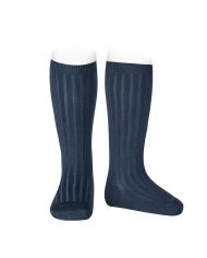 Calcetines altos básicos canalé LAPISLÁZULI REF: 2016/2