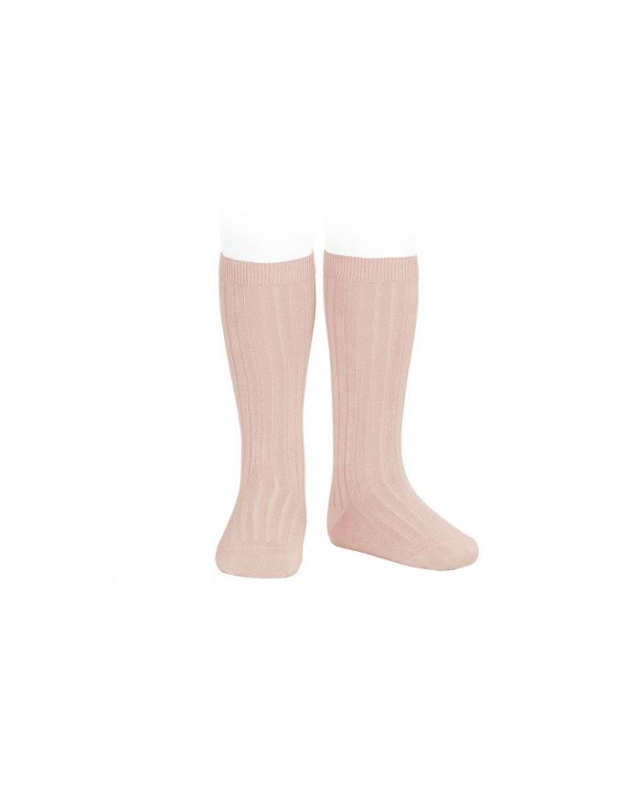 Calcetines altos básicos canalé ROSA EMPOLVADO REF: 2016/2