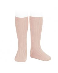 Calcetines altos básicos canalé ROSA EMPOLVADO REF: 2016/2