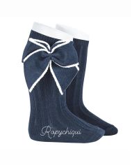 Calcetin canalé alto con lazo Cóndor MARINO 2406/2