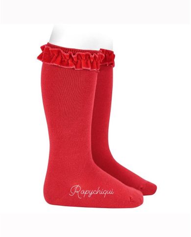 Calcetin alto volante terciopelo cóndor ROJO 2459/2