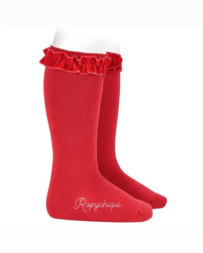 Calcetin alto volante terciopelo cóndor ROJO 2459/2