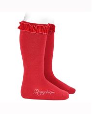 Calcetin alto volante terciopelo cóndor ROJO 2459/2