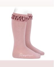 Calcetin alto volante terciopelo cóndor ROSA PALO 2459/2