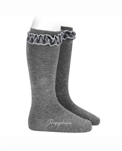 Calcetin alto volante terciopelo cóndor GRIS CLARO 2459/2