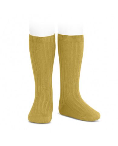 Calcetines altos básicos canalé MOSTAZA REF: 2016/2