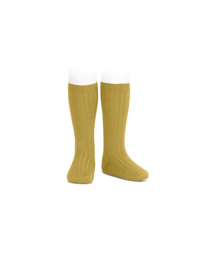 Calcetines altos básicos canalé MOSTAZA REF: 2016/2