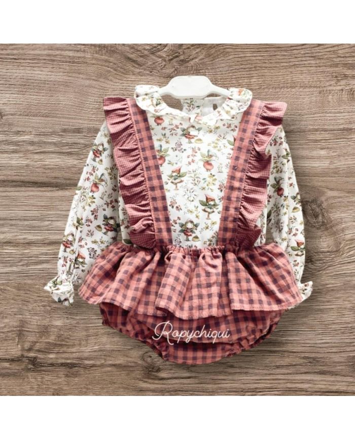 Oferta conjunto niña peto volante y camisa Del Sur 🔴​ 1831