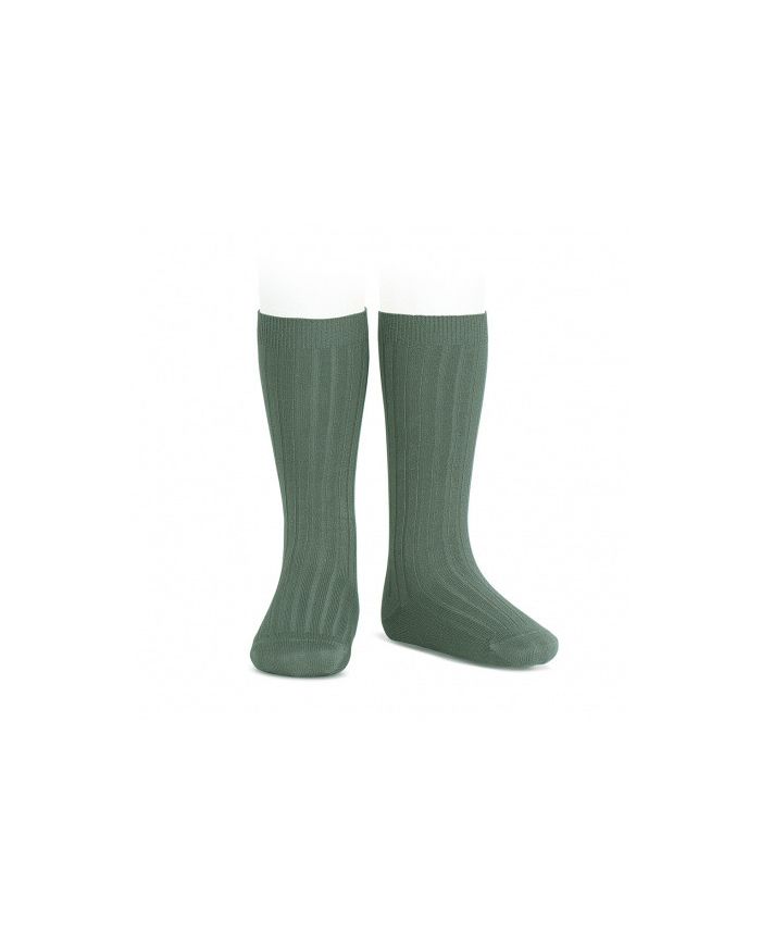 Calcetines altos básicos canalé VERDE LIQUEN REF: 2016/2