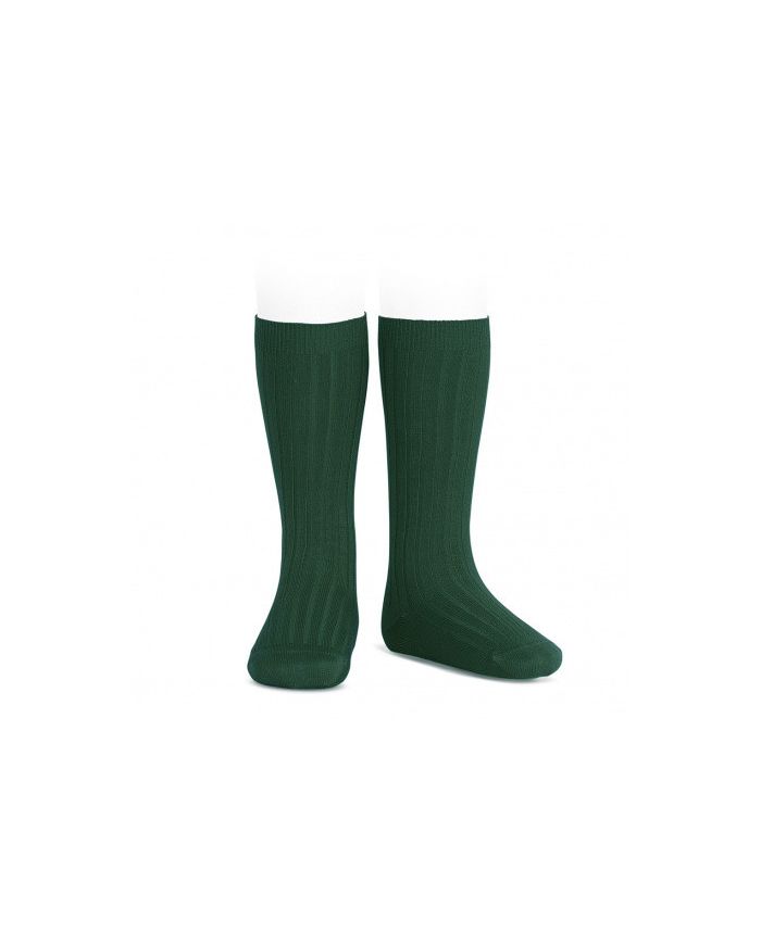 Calcetines altos básicos canalé VERDE BOTELLA REF: 2016/2