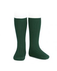 Calcetines altos básicos canalé VERDE BOTELLA REF: 2016/2