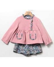 Oferta conjunto niña short forrado y parte superior tejido sudadera Coco Acqua 🔴 50198