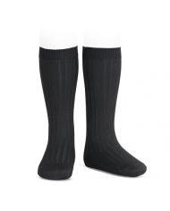 Calcetines altos básicos canalé NEGRO REF: 2016/2