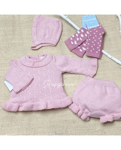 Conjunto 3 piezas bebé Bebepunt ROSA PALO 23750