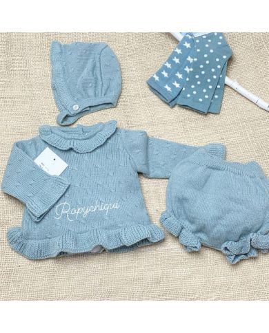 Conjunto 3 piezas bebé Bebepunt VERDE EMPOLVADO 23750
