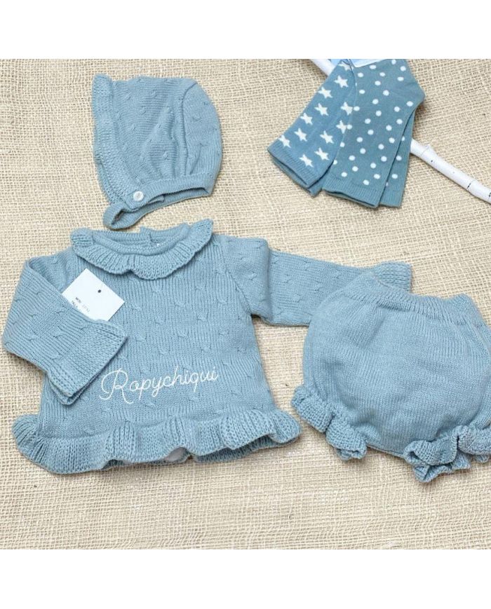 Conjunto 3 piezas bebé Bebepunt VERDE EMPOLVADO 23750
