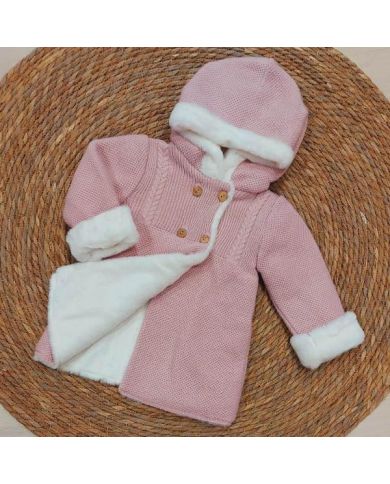 Abrigo largo punto con interior con forro pelo Pecesa ROSA PALO 961-182