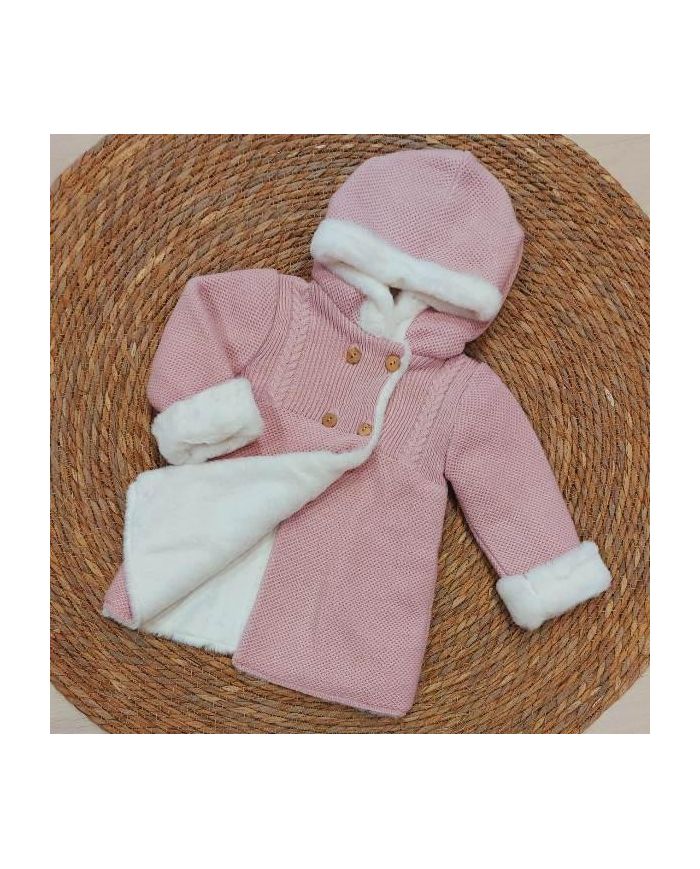 Abrigo largo punto con interior con forro pelo Pecesa ROSA PALO 961-182