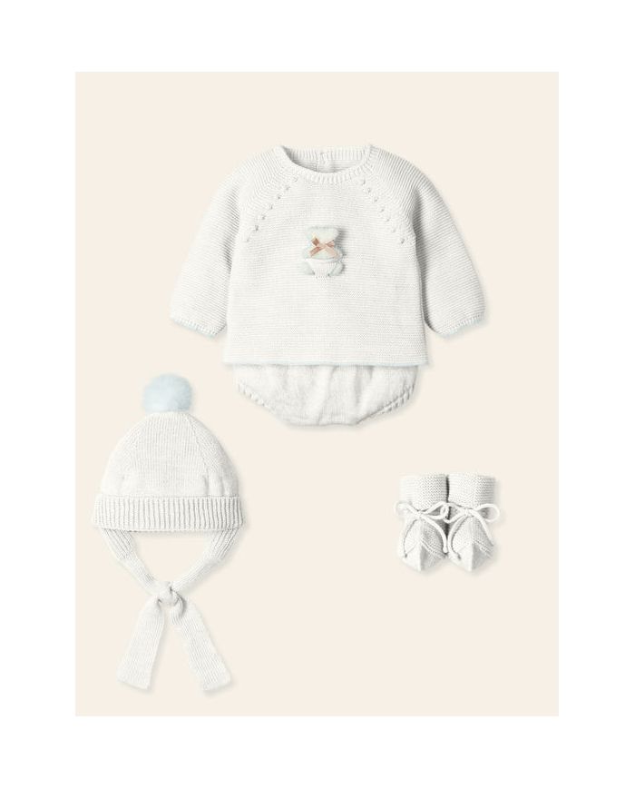Conjunto bebé punto 3 piezas Mac Ilusion CRUDO 9428
