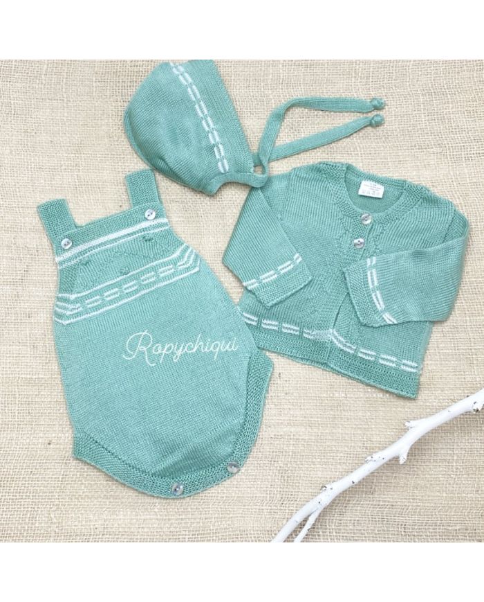 Conjunto 3 piezas hilo VERDE EMPOLVADO 607