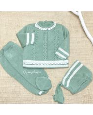 Conjunto 3 piezas hilo VERDE EMPOLVADO 1584