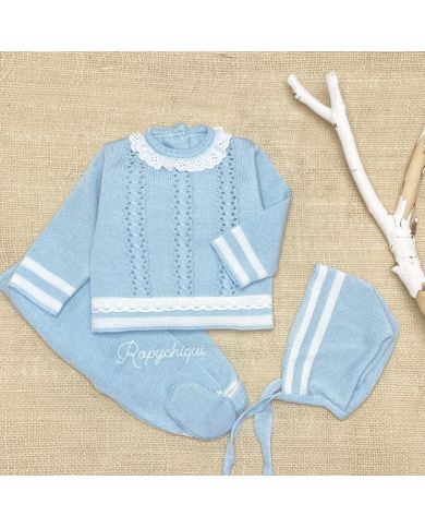 Conjunto 3 piezas hilo CELESTE 1584