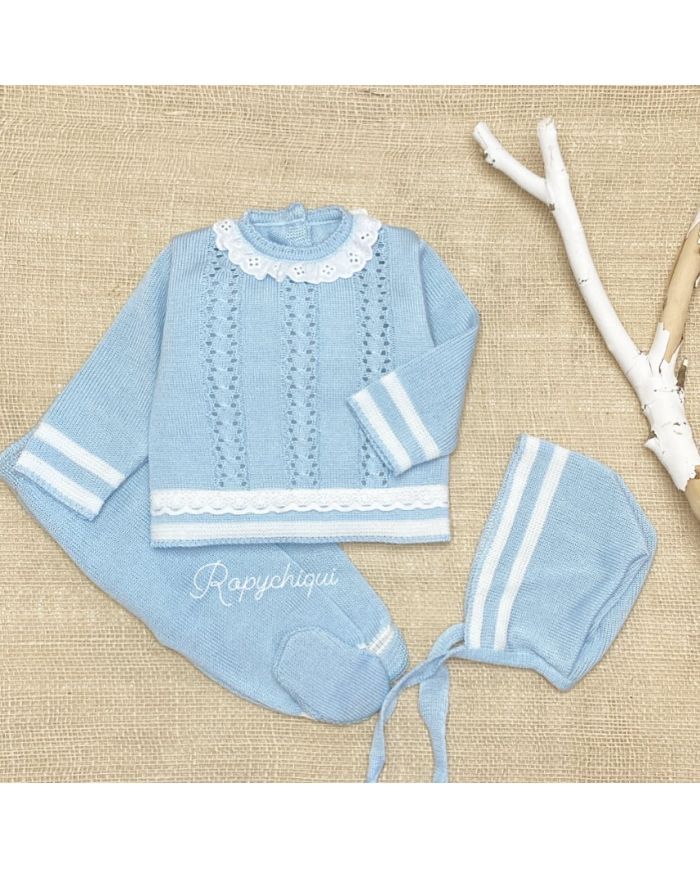 Conjunto 3 piezas hilo CELESTE 1584