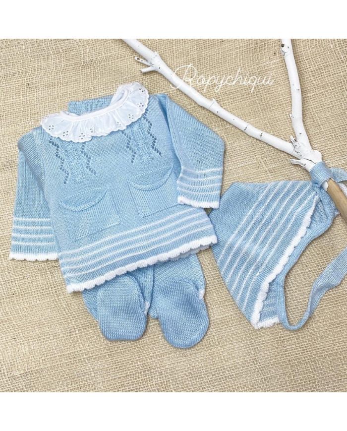 Conjunto 3 piezas hilo CELESTE 1495