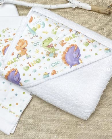 Capa de baño 100x100 cm algodón estampado dinosaurio 073-123