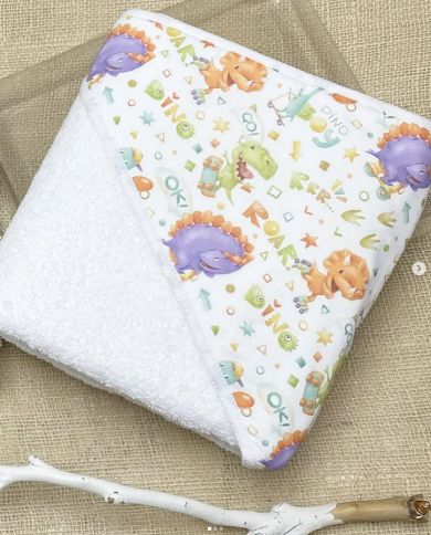 Capa de baño 100x100 cm algodón estampado dinosaurio 073-123