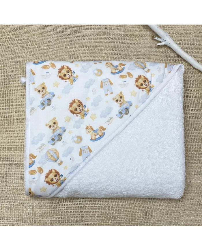 Capa de baño 100x100 cm algodón estampado leon 073-123